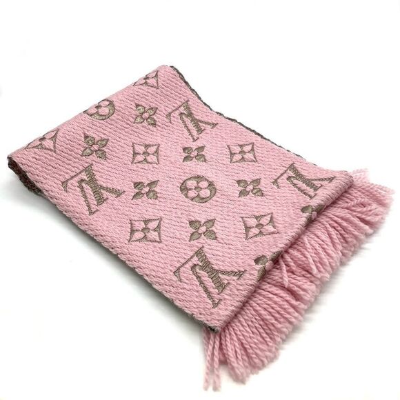 LOUIS VUITTON Echarpe Mania Scarf M70466 Rose Ballerine GM1129 Silk Blend - Picture 1 of 7